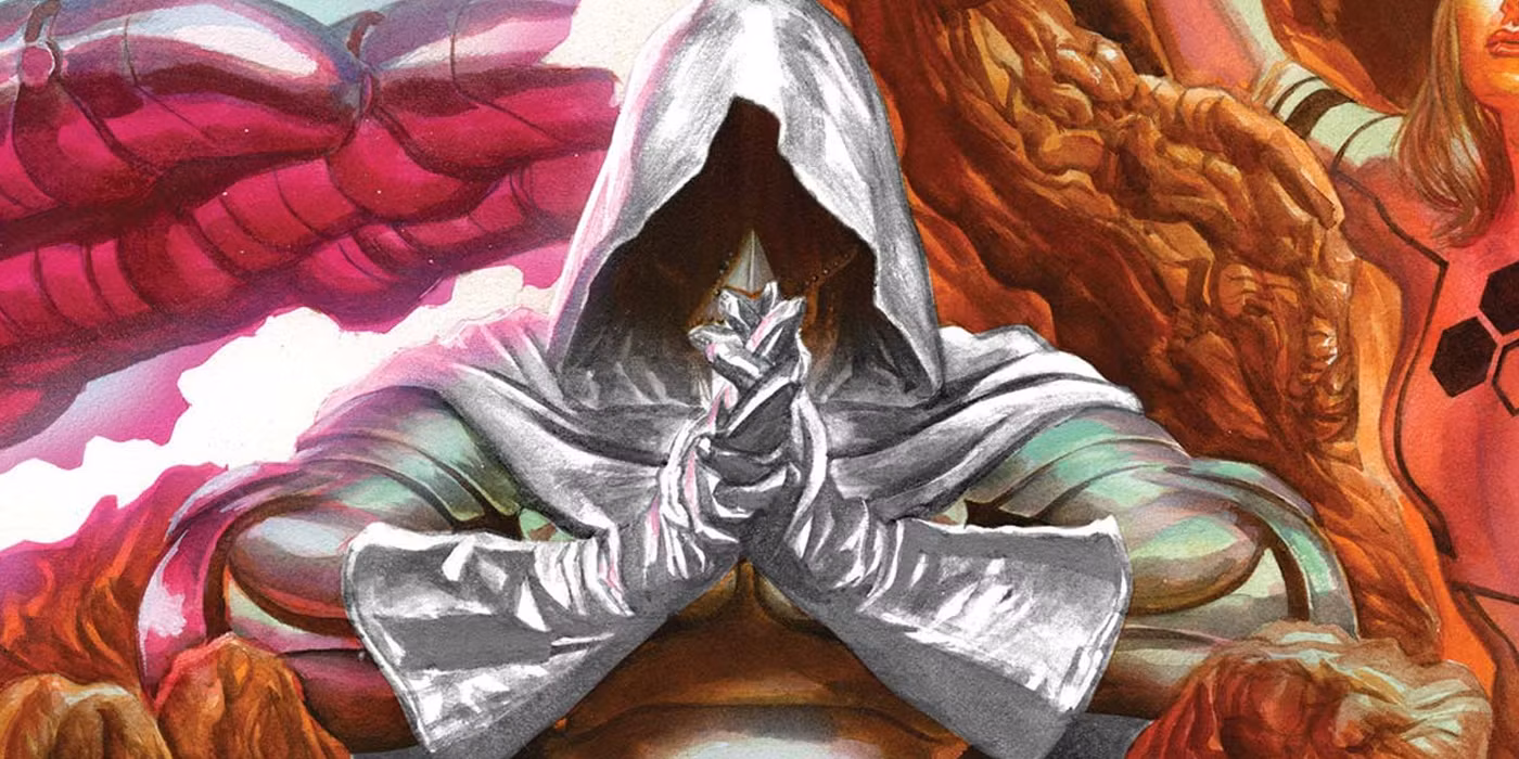 Dr Doom sitting on his throne in the Secret Wars (2015) comic event.