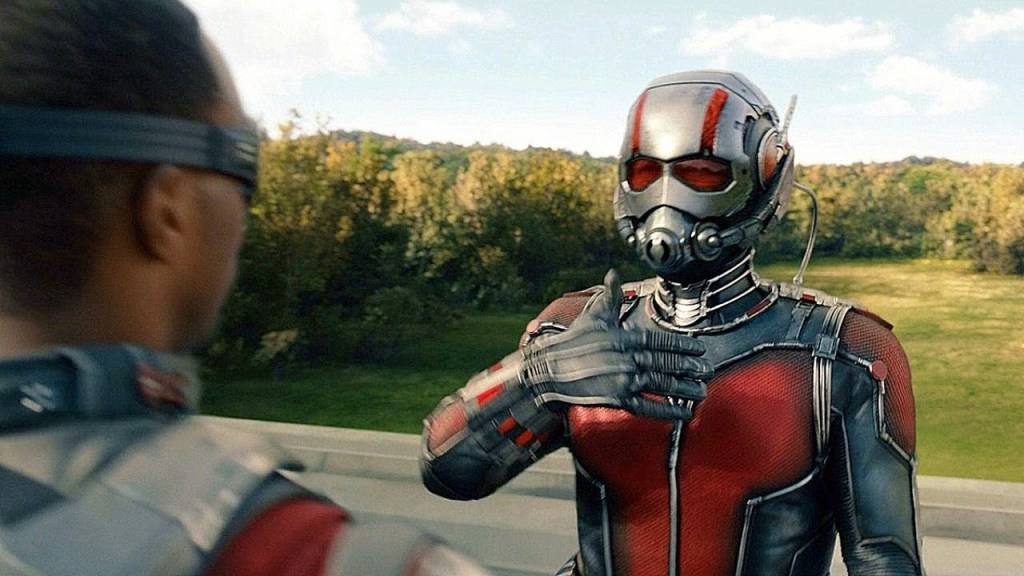 Ant-Man confronting Falcon in Ant-Man